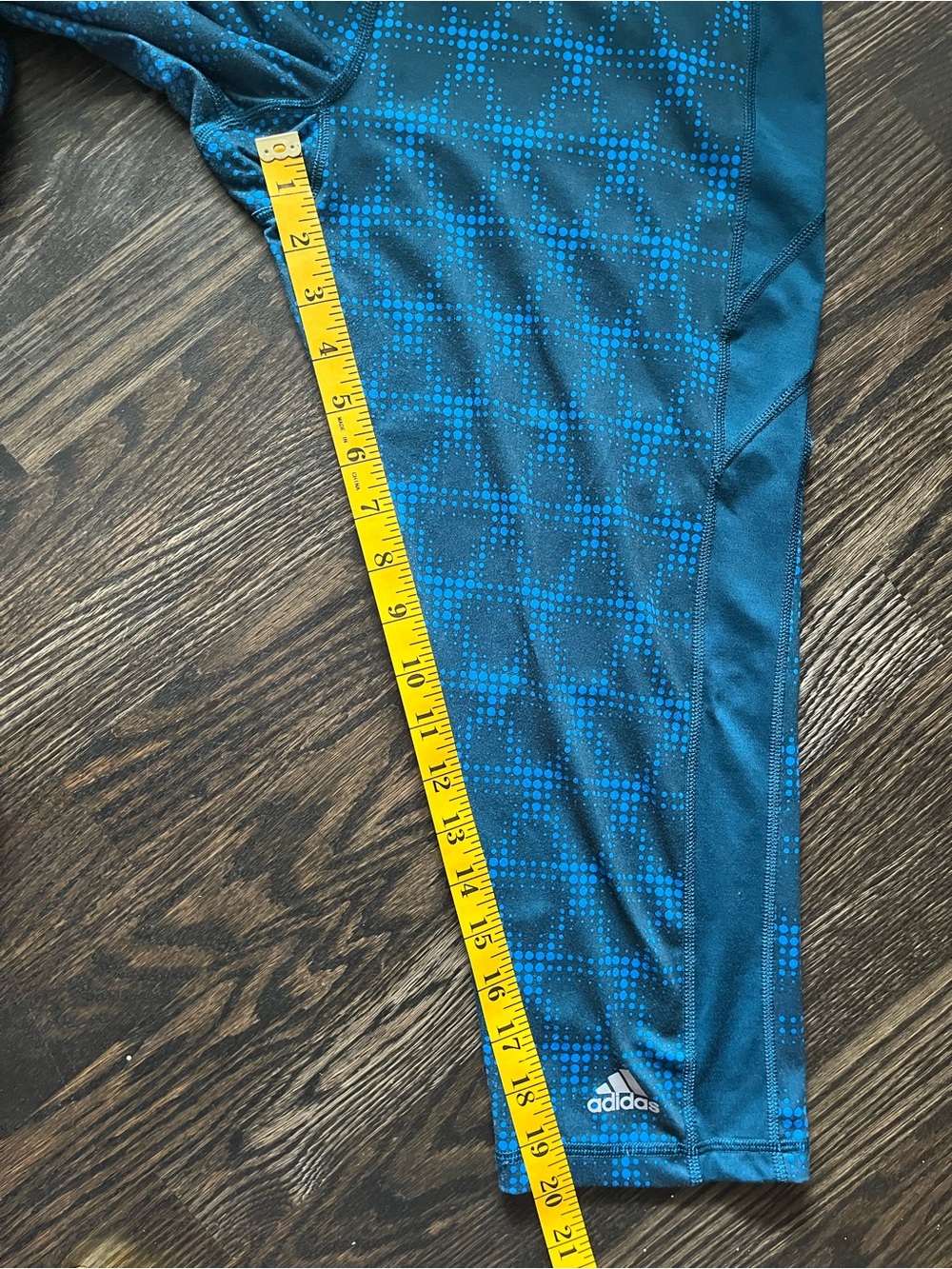 Adidas Climalite Aqua Blue Mineral Dot High-Rise Capri 3/4 Leggings Size L - Picture 11 of 11